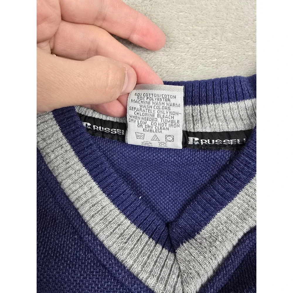 Vintage Penn State V-Neck Pique Sweater Men XL Fit L Blue Nittany Lions USA Made